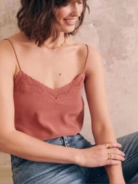 Sézane Silk Palma Top In Terracotta Size 0/32